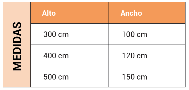 tabla medidas bandera